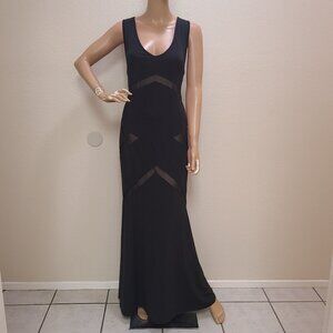 VENUS FITTED LONG FULL-LENGTH EVENING DRESS FORMAL BLACK-TIE STRETCH KNIT sz M